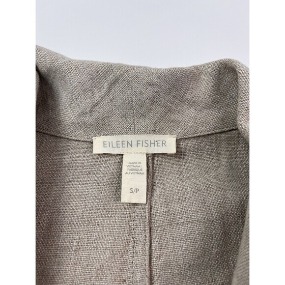 Eileen Fisher Organic Linen Boxy Jacket S Beige Minimalist Lagenlook Open Front - Picture 5 of 11